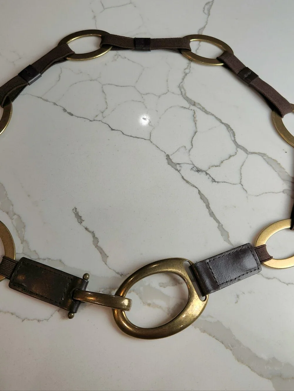 Vintage Lakeshore Drive Accessories Brown Gold Hook Belt Size Small Equestrian